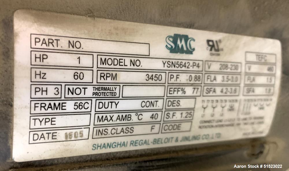 Used Sterlco Portable Water Temperature Control Unit, Model M2B2010-D.  1 HP Pump, 35 GPM, 150 PSI Max Working Pressure, 9 kW Heater, 32-250 Degrees F Setpoint Operating Range.  3/60/208 Volt.  Seria...