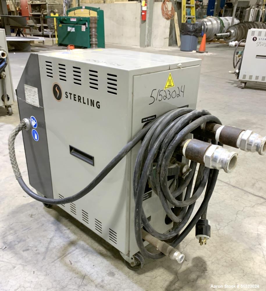 Used Sterlco Portable Water Temperature Control Unit, Model M2B2010-D.  1 HP Pump, 35 GPM, 150 PSI Max Working Pressure, 9 kW Heater, 32-250 Degrees F Setpoint Operating Range.  3/60/208 Volt.  Seria...