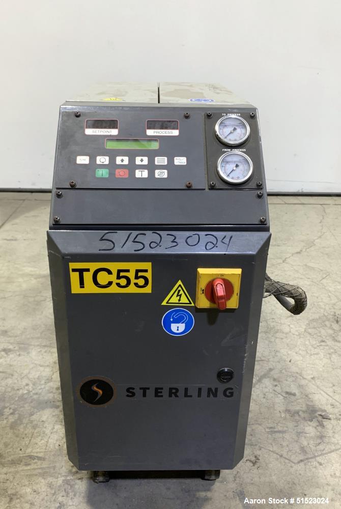 Used Sterlco Portable Water Temperature Control Unit, Model M2B2010-D.  1 HP Pump, 35 GPM, 150 PSI Max Working Pressure, 9 kW Heater, 32-250 Degrees F Setpoint Operating Range.  3/60/208 Volt.  Seria...