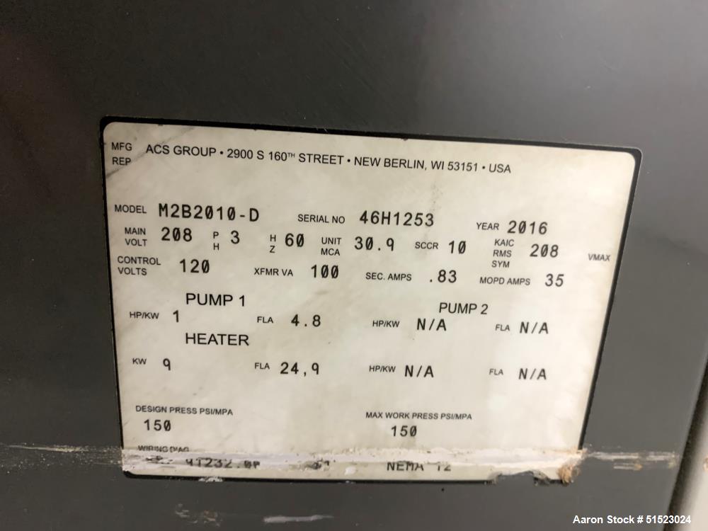 Used-Sterlco Portable Water Temperature Control Unit, Model M2B2010-D.  1 HP Pump, 35 GPM, 150 PSI Max Working Pressure, 9 k...