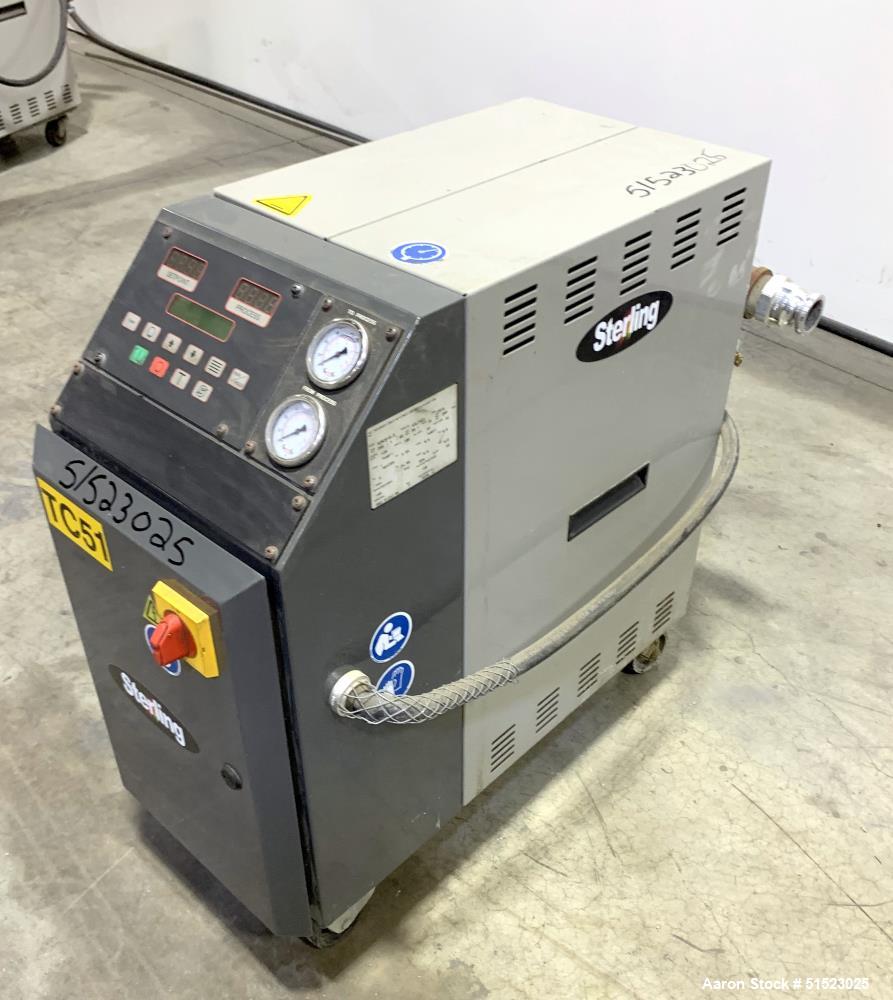 Used Sterlco Portable Water Temperature Control Unit, Model M2B2010-D.  1 HP Pump, 35 GPM, 150 PSI Max Working Pressure, 9 kW Heater, 32-250 Degrees F Setpoint Operating Range.  3/60/208 Volt.  Seria...