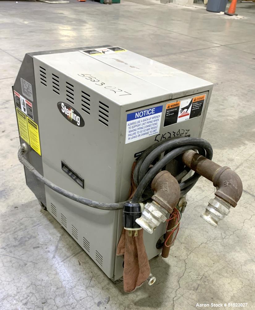 Used Sterlco Portable Water Temperature Control Unit, Model M2B2010-D.  1 HP Pump, 35 GPM, 150 PSI Max Working Pressure, 9 kW Heater, 32-250 Degrees F Setpoint Operating Range.  3/60/208 Volt.  Seria...