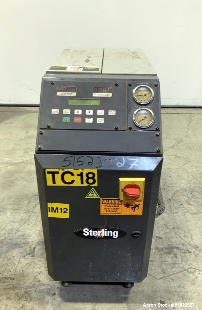Used Sterlco Portable Water Temperature Control Unit, Model M2B2010-D.  1 HP Pump, 35 GPM, 150 PSI Max Working Pressure, 9 kW Heater, 32-250 Degrees F Setpoint Operating Range.  3/60/208 Volt.  Seria...