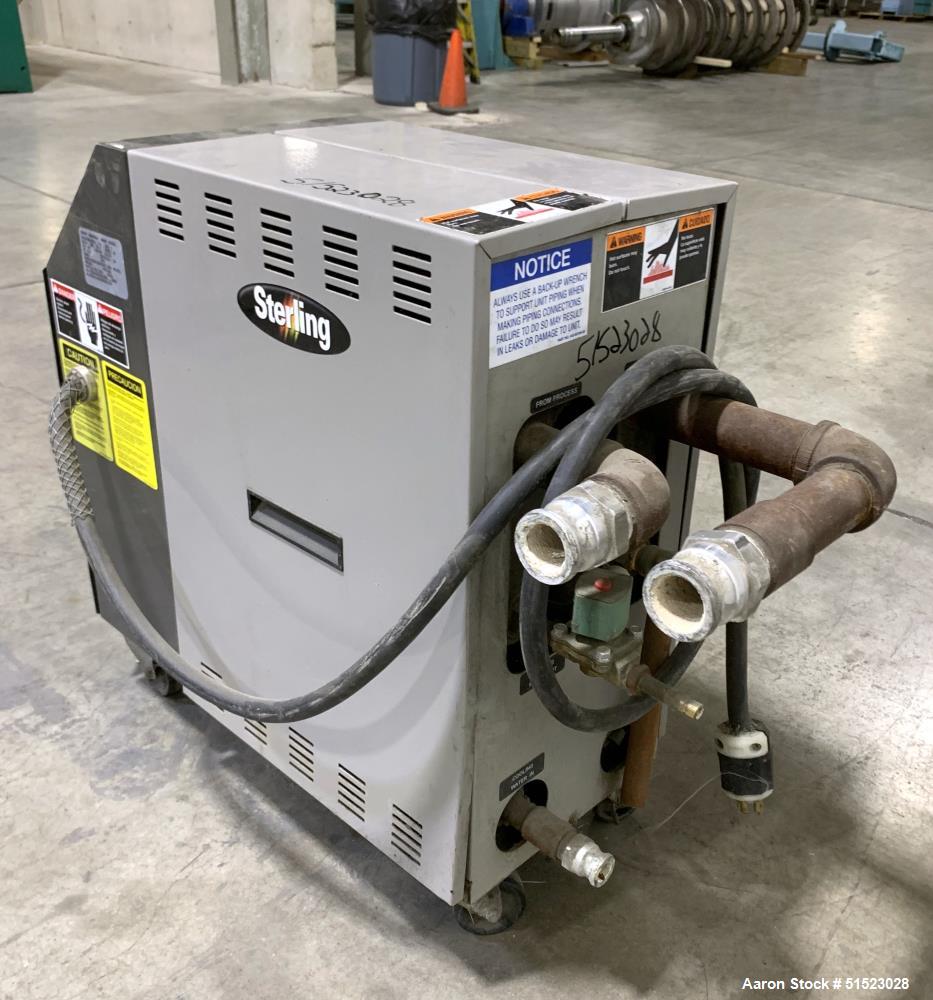 Used Sterlco Portable Water Temperature Control Unit, Model M2B2010-D.  1 HP Pump, 35 GPM, 150 PSI Max Working Pressure, 9 kW Heater, 32-250 Degrees F Setpoint Operating Range.  3/60/208 Volt.  Seria...