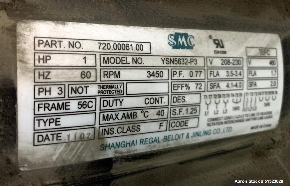 Used Sterlco Portable Water Temperature Control Unit, Model M2B2010-D.  1 HP Pump, 35 GPM, 150 PSI Max Working Pressure, 9 kW Heater, 32-250 Degrees F Setpoint Operating Range.  3/60/208 Volt.  Seria...