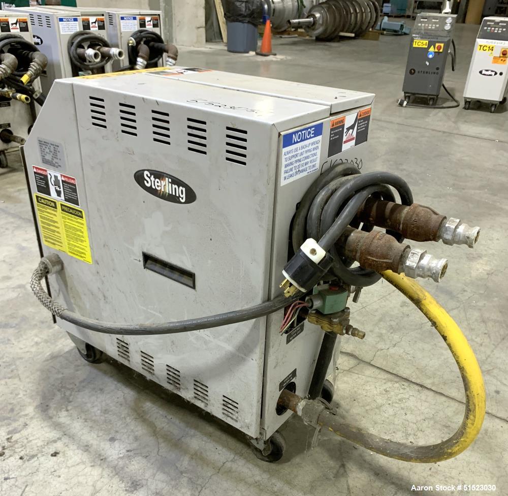 Used Sterlco Portable Water Temperature Control Unit, Model M2B2010-D.  1 HP Pump, 35 GPM, 150 PSI Max Working Pressure, 9 kW Heater, 32-250 Degrees F Setpoint Operating Range.  3/60/208 Volt.  Seria...