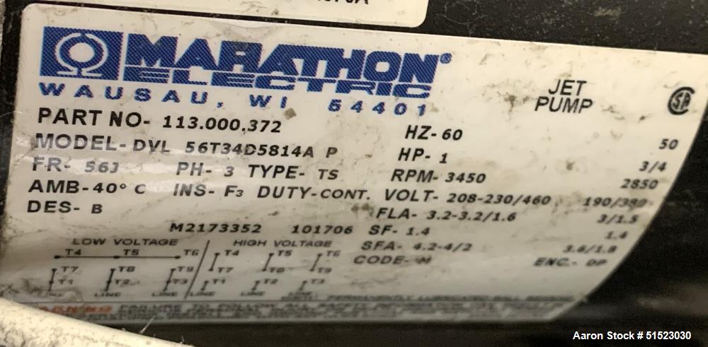 Used Sterlco Portable Water Temperature Control Unit, Model M2B2010-D.  1 HP Pump, 35 GPM, 150 PSI Max Working Pressure, 9 kW Heater, 32-250 Degrees F Setpoint Operating Range.  3/60/208 Volt.  Seria...