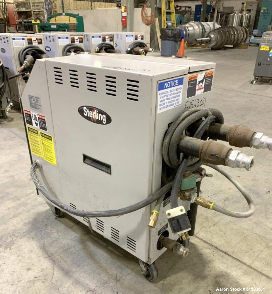Used Sterlco Portable Water Temperature Control Unit, Model M2B2010-D.  1 HP Pump, 35 GPM, 150 PSI Max Working Pressure, 9 kW Heater, 32-250 Degrees F Setpoint Operating Range.  3/60/208 Volt.  Seria...