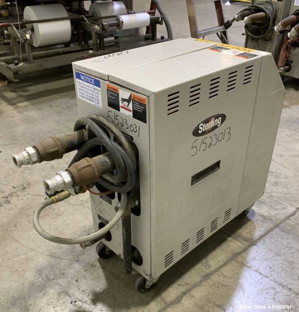 Used Sterlco Portable Water Temperature Control Unit, Model M2B2010-D.  1 HP Pump, 35 GPM, 150 PSI Max Working Pressure, 9 kW Heater, 32-250 Degrees F Setpoint Operating Range.  3/60/208 Volt.  Seria...