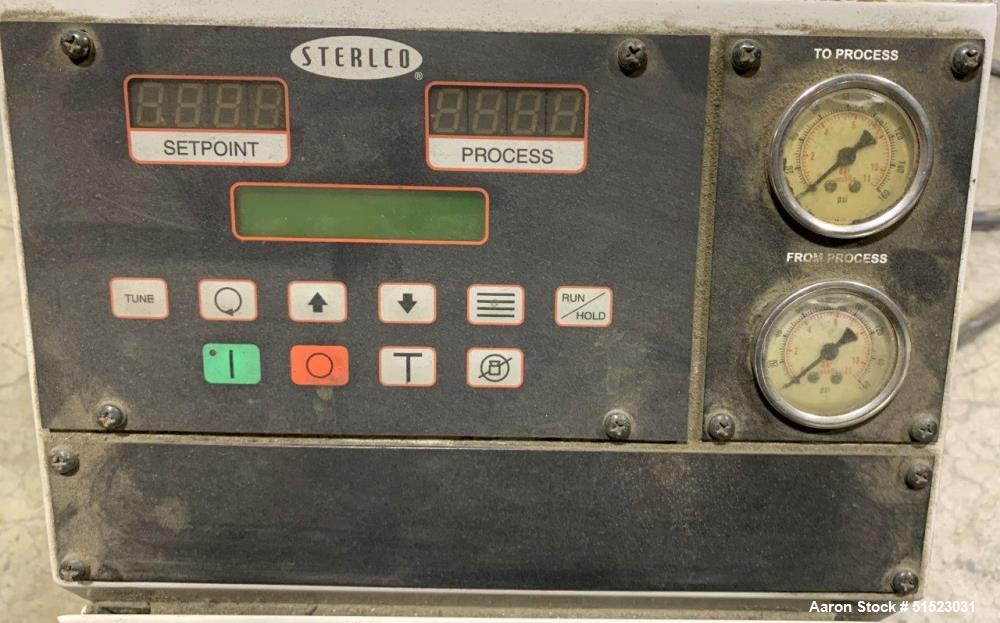 Used Sterlco Portable Water Temperature Control Unit, Model M2B2010-D.  1 HP Pump, 35 GPM, 150 PSI Max Working Pressure, 9 kW Heater, 32-250 Degrees F Setpoint Operating Range.  3/60/208 Volt.  Seria...