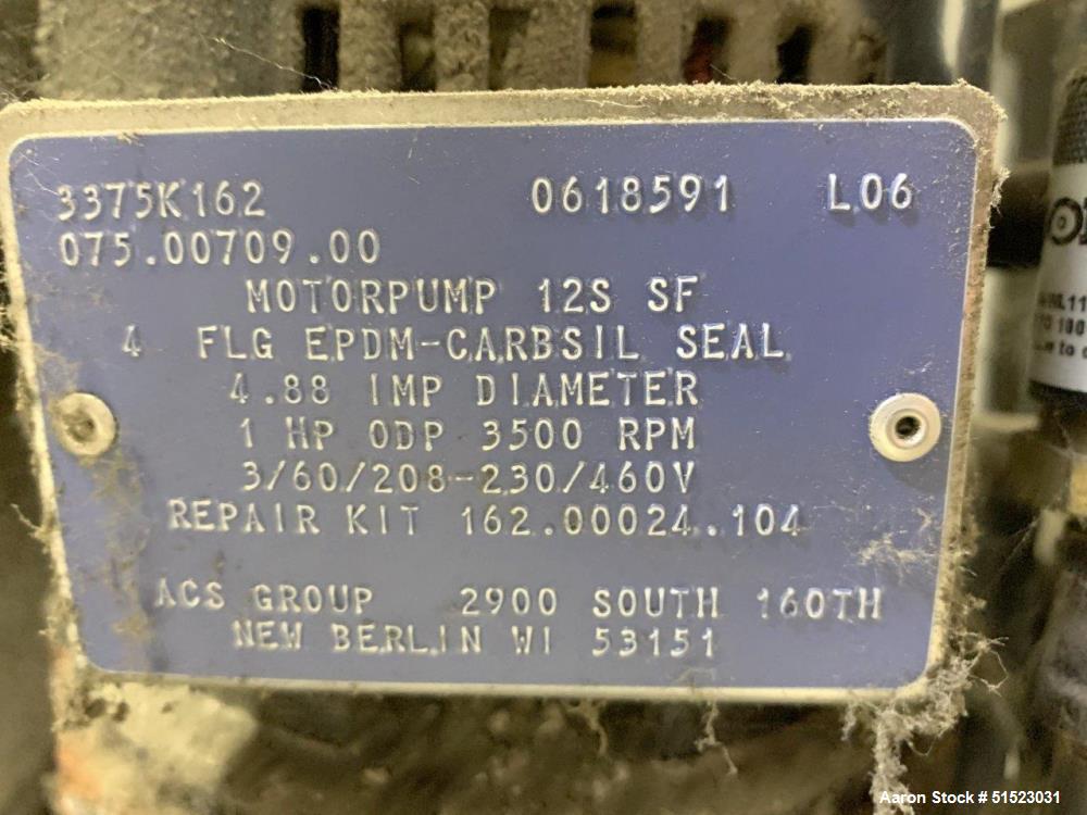 Used Sterlco Portable Water Temperature Control Unit, Model M2B2010-D.  1 HP Pump, 35 GPM, 150 PSI Max Working Pressure, 9 kW Heater, 32-250 Degrees F Setpoint Operating Range.  3/60/208 Volt.  Seria...