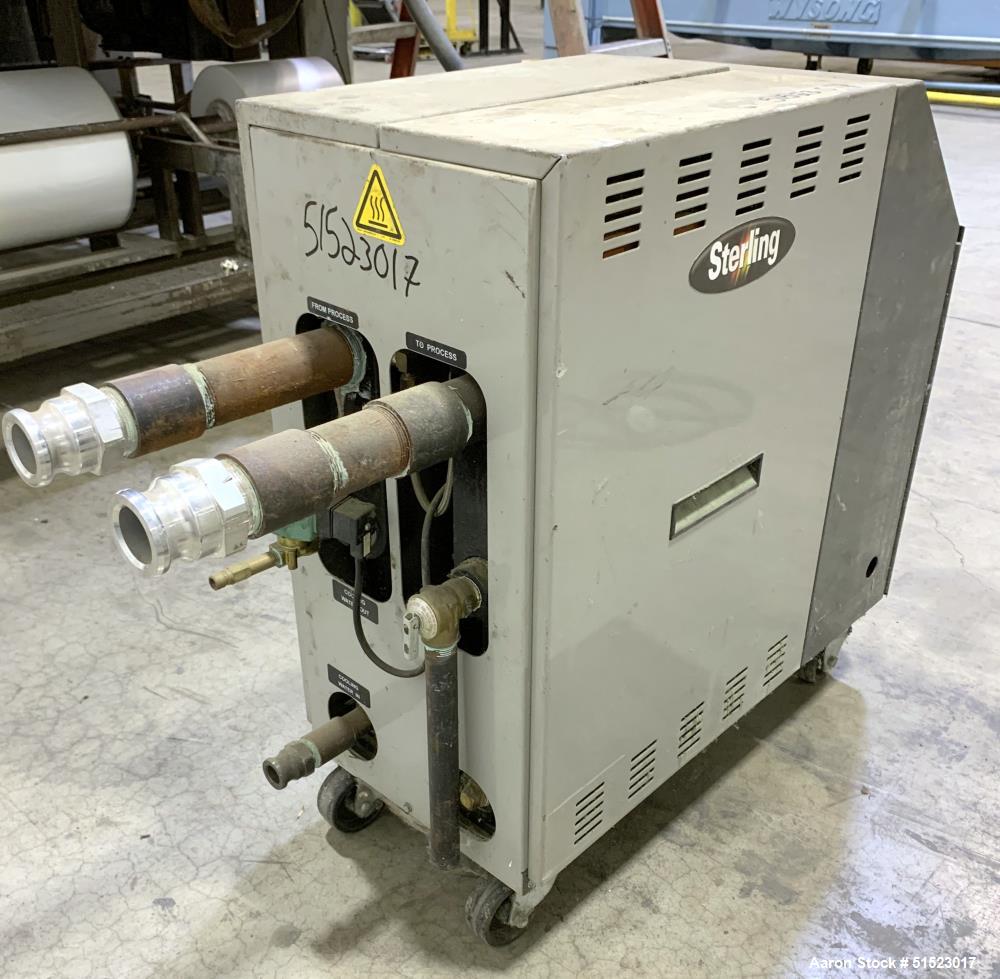 Used Sterlco Portable Water Temperature Control Unit, Model M2B2010-G.  3 HP Pump, 60 GPM, 150 Max Working Pressure, 12 kW Heater, 32-250 Degrees F Setpoint Operating Range.  3/60/208 Volt.  Serial #...