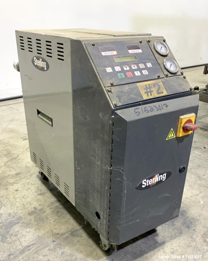 Used Sterlco Portable Water Temperature Control Unit, Model M2B2010-G.  3 HP Pump, 60 GPM, 150 Max Working Pressure, 12 kW Heater, 32-250 Degrees F Setpoint Operating Range.  3/60/208 Volt.  Serial #...