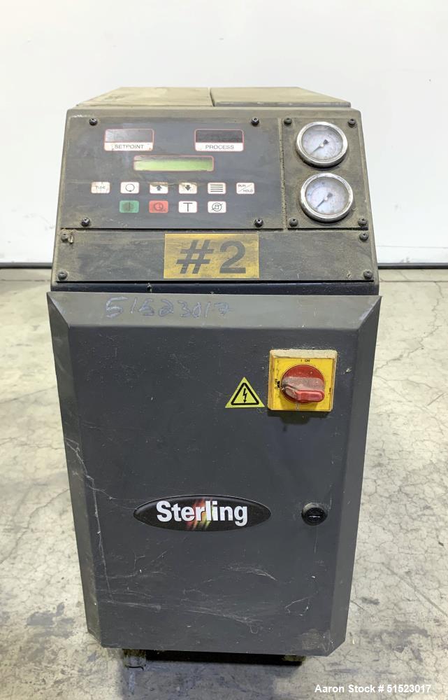 Used Sterlco Portable Water Temperature Control Unit, Model M2B2010-G.  3 HP Pump, 60 GPM, 150 Max Working Pressure, 12 kW Heater, 32-250 Degrees F Setpoint Operating Range.  3/60/208 Volt.  Serial #...