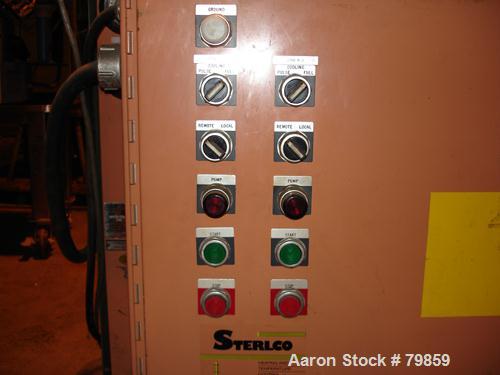 USED: Sterlco 2 zone water temperature control unit, model M8425.9 kW, each zone driven by 3 hp, 3/60/480 volt, 3495 rpm motor, 1-1/2" NPT inlet and outlets.