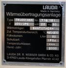 Used Lauda 28kW Secondary Circle Unit Heater, Type TR400HKK. Temperature range -60 to 200 degrees C. (-76 to 392 F.). 3/50/400 volt. Mounted on casters. Built 2000.