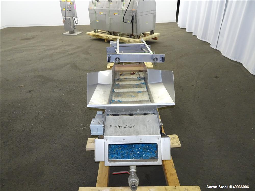 Used Kanemiya Plastic Bag Washer, Model KSW1545, with rubber pleated inclined feed conveyor.  Cut costs and achieve zero landfill.  Cleans 500-600 pound of plastic film or film and foil bags in one h...