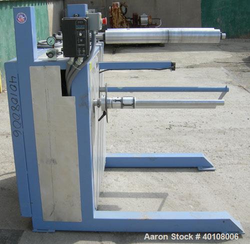 Used:Chase Machine and Engineering unwind unit. Single station. Approximately 30" wide capacity.Driven by a 1/2hp,180 volt, 1725 rpm DC motor with reducer, and DC motor controller.