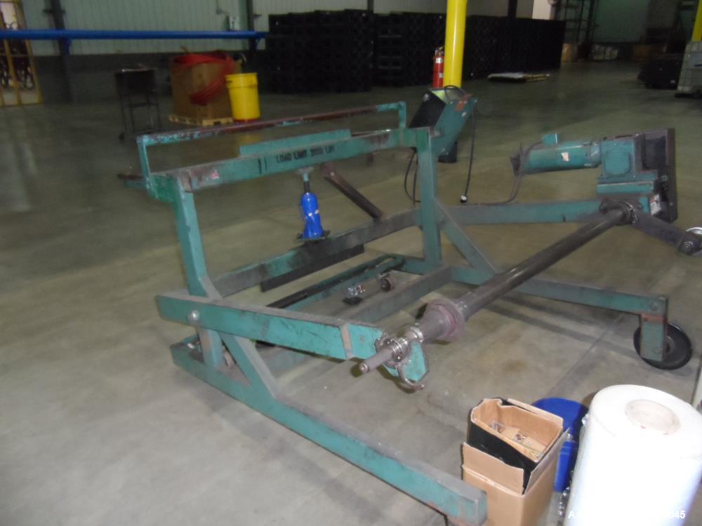 Used Reel-O-Matic Reelers, 2000# Capacity. 1 HP Motor, manual hydraulic lift adjustment, approximate 55" wide maximum reel width, previously used with 48" wide x 7' O.D. reels.
