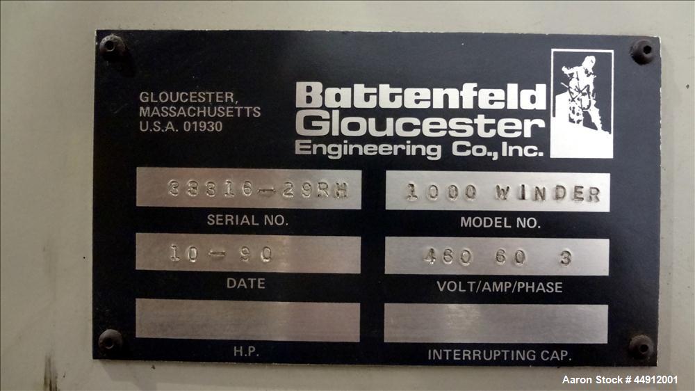 Used Battenfeld Gloucester 100" Wide Single Position Surface Winder, Model 1000