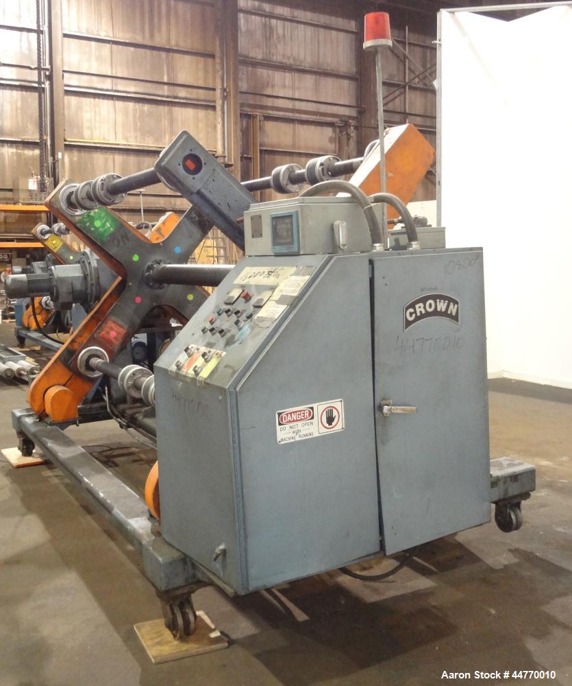 Used- Crown Dual Turret Winder, approximately 84" wide.