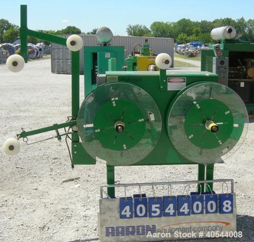 Used Accra Wire Controls Accra-Botic Rewind, Model D15RD. 0 to 200 feet per minute, 150 pound capcity, 26" diameter dual spindles, tension controlled. Driven by an approximate 1/2 HP DC gearmotor. Mo...