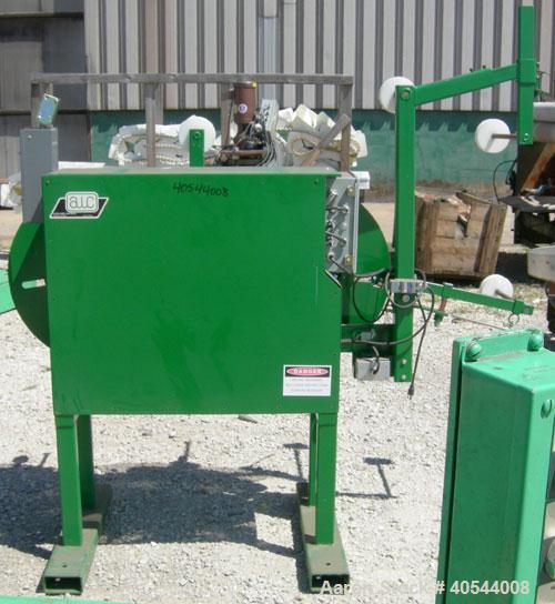 Used Accra Wire Controls Accra-Botic Rewind, Model D15RD. 0 to 200 feet per minute, 150 pound capcity, 26" diameter dual spindles, tension controlled. Driven by an approximate 1/2 HP DC gearmotor. Mo...