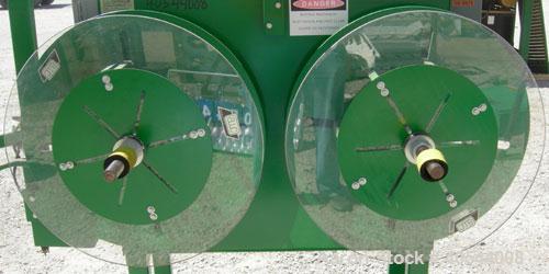 Used Accra Wire Controls Accra-Botic Rewind, Model D15RD. 0 to 200 feet per minute, 150 pound capcity, 26" diameter dual spindles, tension controlled. Driven by an approximate 1/2 HP DC gearmotor. Mo...