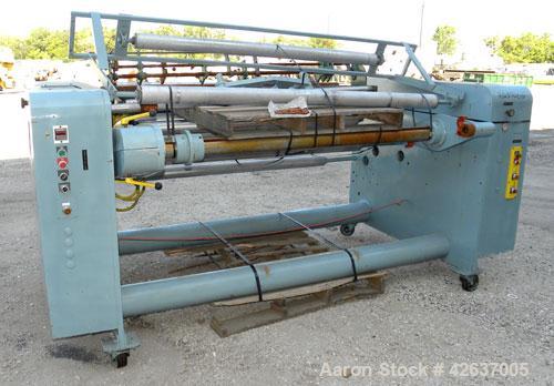 Used Gloucester Engineering Company Winder, Model #12, Carbon Steel. Single turret, approximately 72’’ wide capacity. Shaft driven by a 3/4 HP, 3/60/230/460 Volt, 1725 RPM gearmotor, clutch driven by...