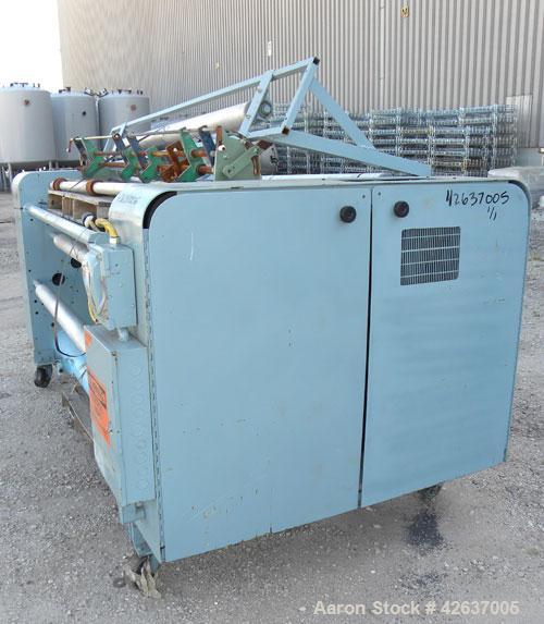 Used Gloucester Engineering Company Winder, Model #12, Carbon Steel. Single turret, approximately 72’’ wide capacity. Shaft driven by a 3/4 HP, 3/60/230/460 Volt, 1725 RPM gearmotor, clutch driven by...