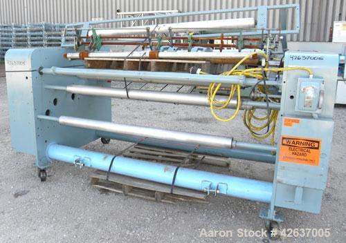 Used Gloucester Engineering Company Winder, Model #12, Carbon Steel. Single turret, approximately 72’’ wide capacity. Shaft driven by a 3/4 HP, 3/60/230/460 Volt, 1725 RPM gearmotor, clutch driven by...