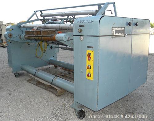 Used Gloucester Engineering Company Winder, Model #12, Carbon Steel. Single turret, approximately 72’’ wide capacity. Shaft driven by a 3/4 HP, 3/60/230/460 Volt, 1725 RPM gearmotor, clutch driven by...