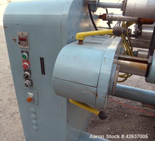 Used Gloucester Engineering Company Winder, Model #12, Carbon Steel. Single turret, approximately 72’’ wide capacity. Shaft driven by a 3/4 HP, 3/60/230/460 Volt, 1725 RPM gearmotor, clutch driven by...