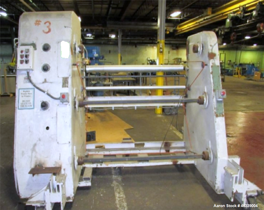 Used Hobbs Winder, Approximately 56" Wide. Approximately 6 to 75 feet per minute. (3) Hobbs winder motors, type 8 x 213 B, 3/60/440 volt, 700 rpm motors with Lima drives, model RSDC. Has manual adjus...