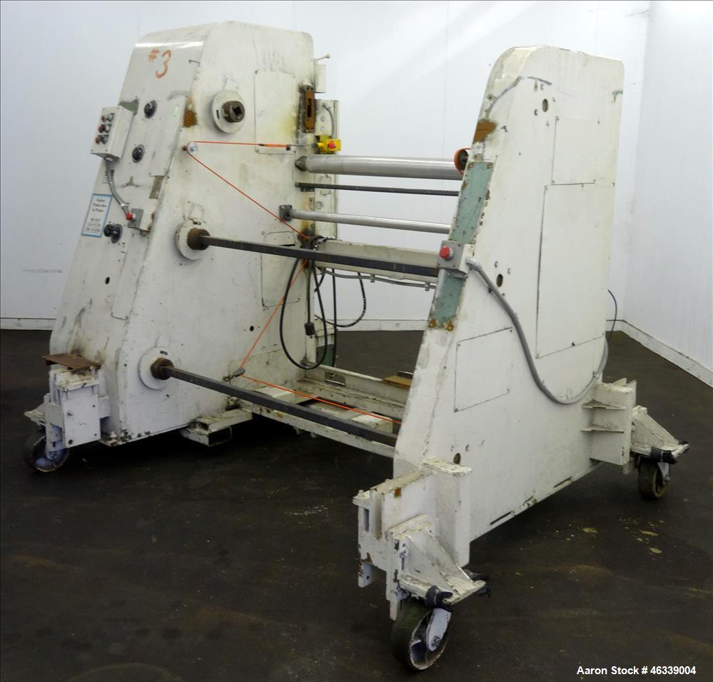 Used Hobbs Winder, Approximately 56" Wide. Approximately 6 to 75 feet per minute. (3) Hobbs winder motors, type 8 x 213 B, 3/60/440 volt, 700 rpm motors with Lima drives, model RSDC. Has manual adjus...