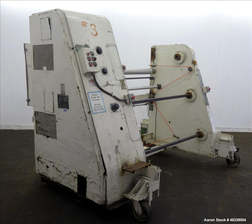 Used Hobbs Winder, Approximately 56" Wide. Approximately 6 to 75 feet per minute. (3) Hobbs winder motors, type 8 x 213 B, 3/60/440 volt, 700 rpm motors with Lima drives, model RSDC. Has manual adjus...