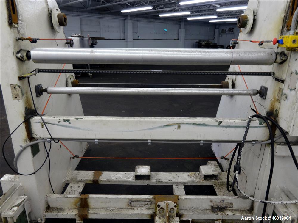 Used Hobbs Winder, Approximately 56" Wide. Approximately 6 to 75 feet per minute. (3) Hobbs winder motors, type 8 x 213 B, 3/60/440 volt, 700 rpm motors with Lima drives, model RSDC. Has manual adjus...