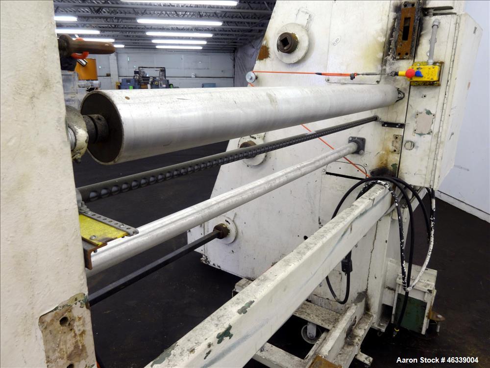 Used Hobbs Winder, Approximately 56" Wide. Approximately 6 to 75 feet per minute. (3) Hobbs winder motors, type 8 x 213 B, 3/60/440 volt, 700 rpm motors with Lima drives, model RSDC. Has manual adjus...