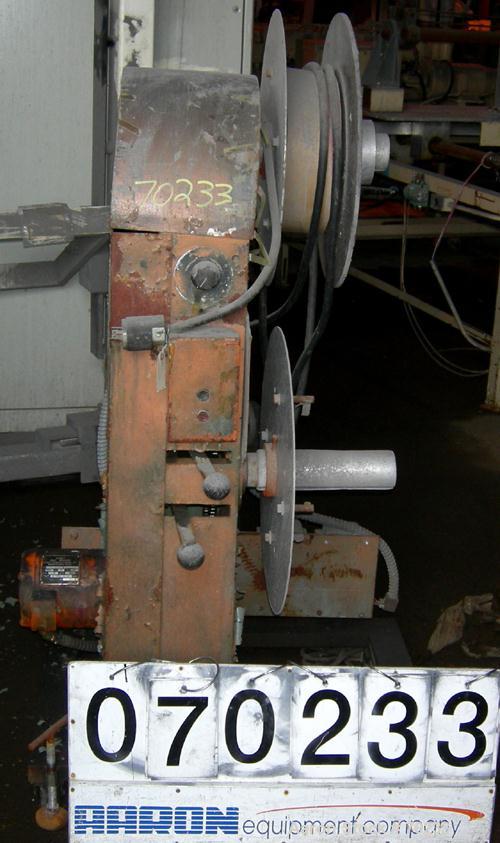 Used- Hobbs Winder. (2) 20" diameter x  4-1/2" wide maximum adjustable rolls. Driven by an approximate 3/4 hp motor with red...