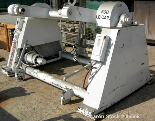 USED: Hobbs 41" wide single station dual turret winder, 500 lb capacity. Approximate 48" diameter roll size. Driven by a .5 hp, 180 volt, 2600 rpm DC motor.