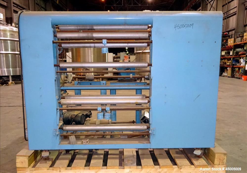 Used Johnson Dual Turret Winder, 48" Wide. Approximate 18" diameter roll capacity.