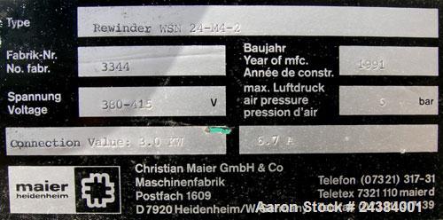 Used Maier Rewinder, Model WSN24-M4-2