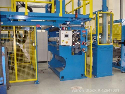 Used TNT Maschinenbau Winding/Cutting System consisting of: (1) Model M.220 dual station cantilevered winder, serial #11.06. Approximate 6’’ diameter core shaft x 70’’ long, approximate 40’’ roll dia...