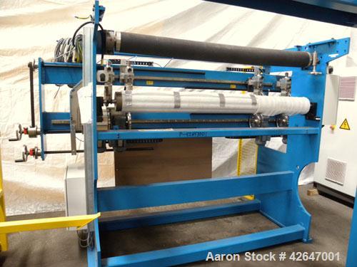 Used TNT Maschinenbau Winding/Cutting System consisting of: (1) Model M.220 dual station cantilevered winder, serial #11.06. Approximate 6’’ diameter core shaft x 70’’ long, approximate 40’’ roll dia...