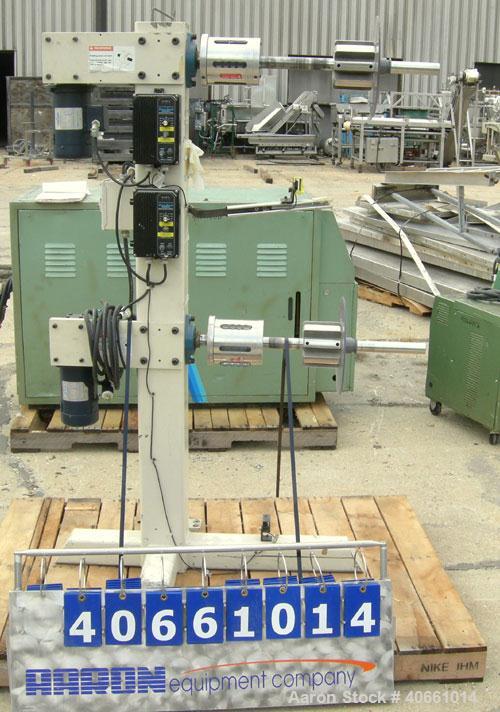 Used 2 Station winder.  Both stations driven by a 1/4 hp, 90 volt, 1750 rpm DC motor thru reducer, 20:1 ratio.  Includes (2) Penta Drive speed controllers.  Mounted on a carbon steel frame.
