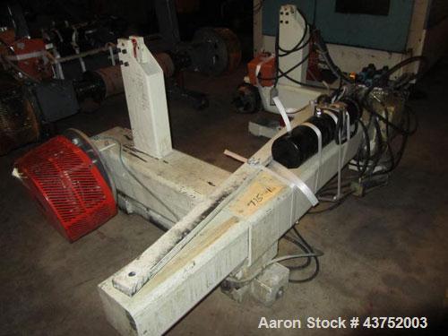 Used 48" Unwind Stand. Shaftless design, rated at 60" OD. With dual Montalvo brakes and a 2 hp hydraulic package for lateral adjustment. Currently set up for 8" chucks.