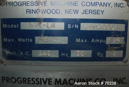 USED:Progressive Machine Co winder, model 601-LH. (2) 20" wide x4-1/2" wide max adjustable rolls. Driven by a 3/4 hp, 180 volt, 1725rpm motor. Includes controls, adjustable guides. Unit mounted oncas...