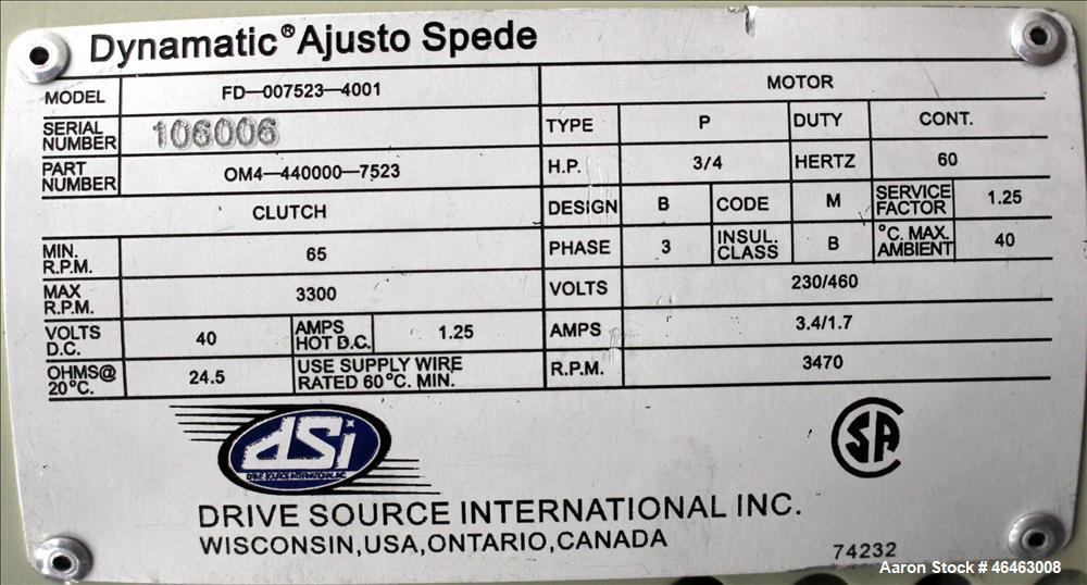 Used Progressive Machine Take-Up Spooling Machine, Model 609-RH. Maximum unwinding speed of 600 feet per minute. Maximum package weight 80 lbs., maximum width 20", maximum O.D. 28". Driven by a 3/4 h...