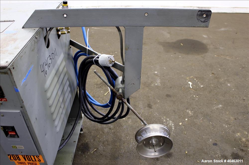 Used Progressive Machine Dual-Spindle Spooler, Model S160CA-RH. Machine is capable of speeds up to 600 feet per minute. Driven by a 1/2 hp, 3/60/230/460 volt, 1725 rpm motor. Has a maximum roll outsi...