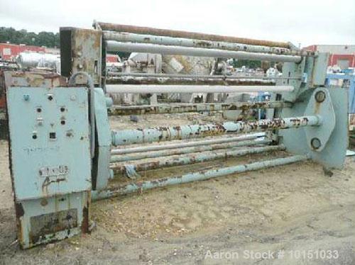 Used-134" Sano Single Turret Winder able to handle up to 24" diameter packages on 3" cores. 3 hp DC motor on each winding st...